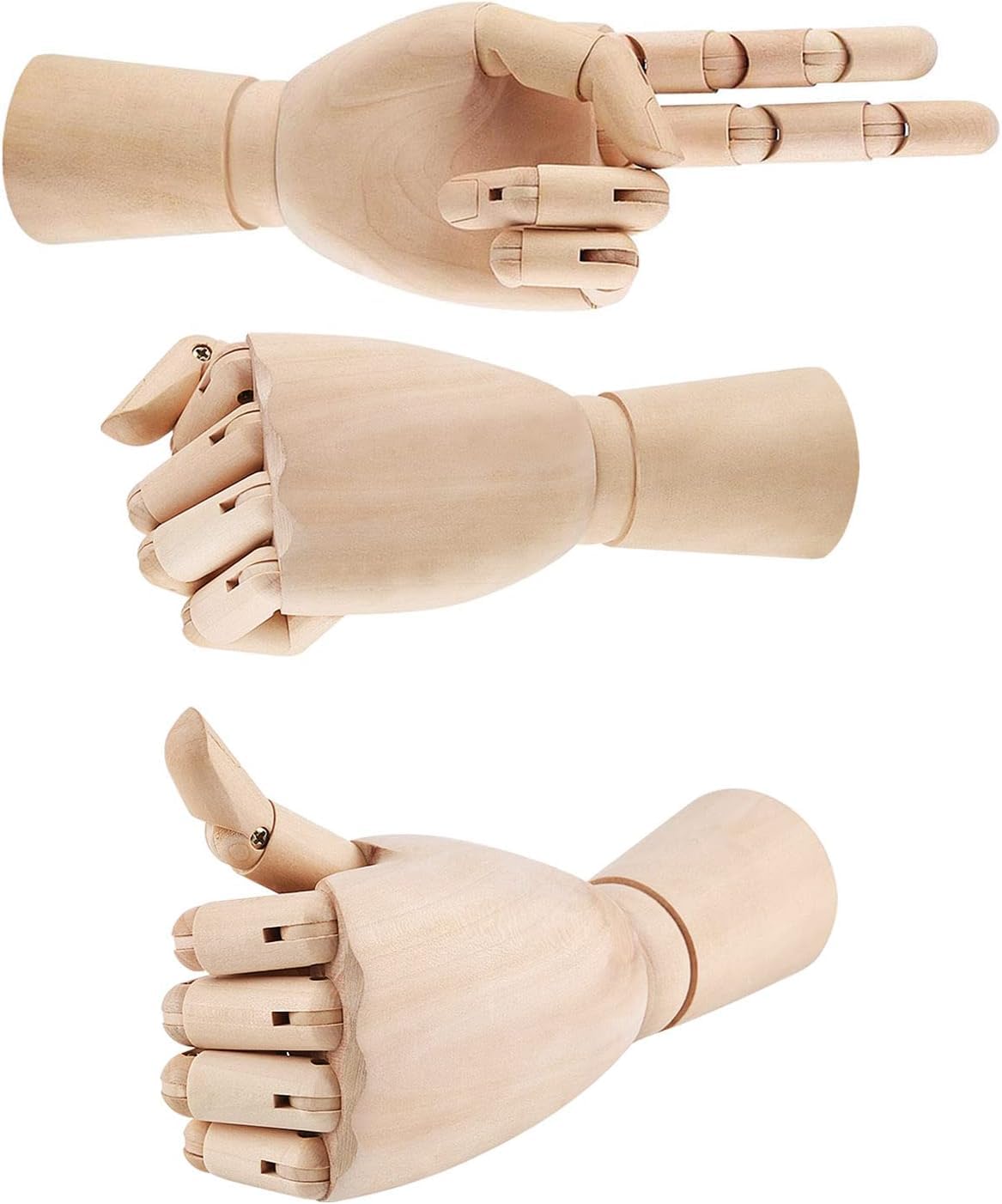 Shoze Wooden Hand 10" Art Wood Hand Manikin Jointed Articulated Flexible Fingers Hand Mannequin Opposable Sectioned Artist Hand Model for Arts Drawing Sketching Painting Jewelry Display — image 1