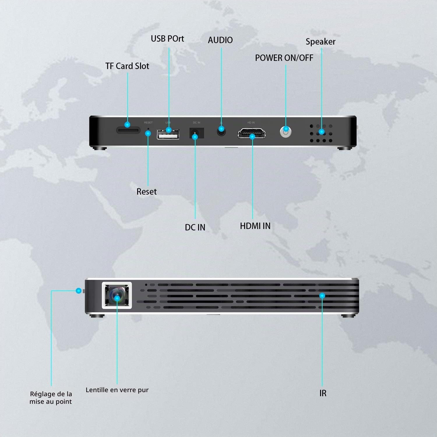 TOUMEI Mini Video Projector Tenswall C800S, Le projecteur Haute définition