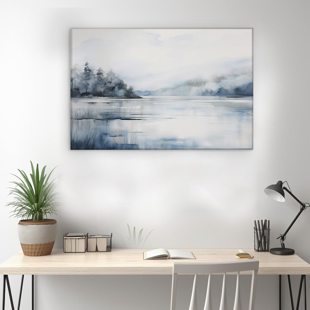 Canvas for Living room. Whispering Winter Serenity: A Portrait of Nature's Calm, 27 x 18 inch Canvas Wall Art - Contemporary Masterpieces - Modern Home Decor