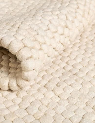 Miniatura 6 de Unique Loom Felt Ball Collection - Alfombra de área (7 pies 10 pulgadas, cuadrada, marfil)