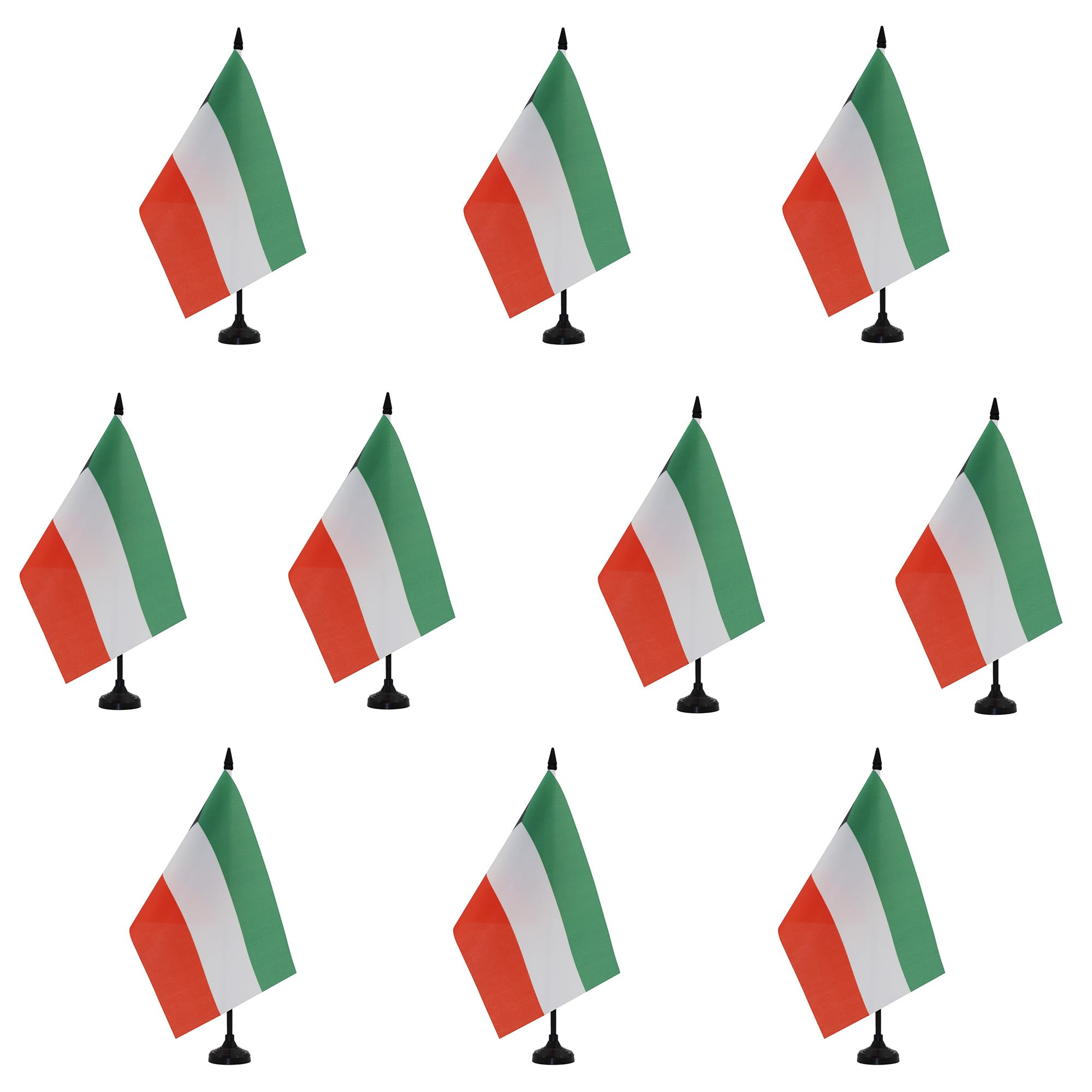 AZ FLAG - Set of 10 Kuwait Table Flag 5'' x 8'' - 10 Small Kuwaiti Office Flags 100% Polyester 21 x 14 cm - Mini Desk Flag with 10'' Pole and Black Plastic Base โ image 1