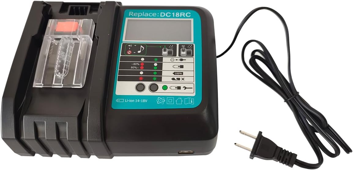 Battery and Charger Replacement for Makita 18V Battery and Charger Compatible with BL1860B BL1860 BL1850 BL1850B BL1830 BL1840 BL1815 LXT400 DC18RC DC18RD 18V Charger - Image 4