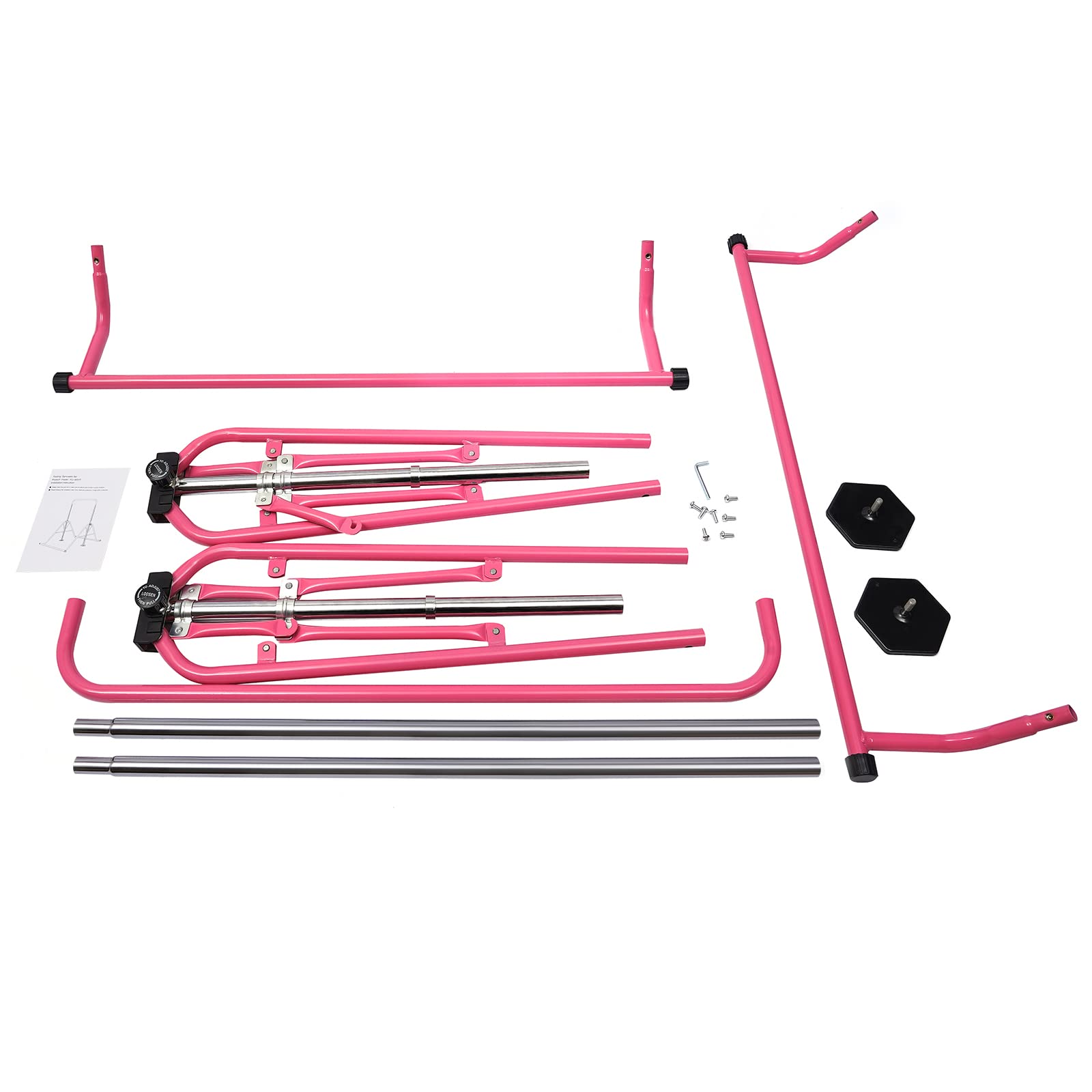 Ynomdusa Pink Foldable Gymnastics Bar, 220.5 LBS Weight Bearing 5 Adjustable Height 45.27-61'' Kids Junior Training Horizontal Bar Equipment for Children Aged 3-8