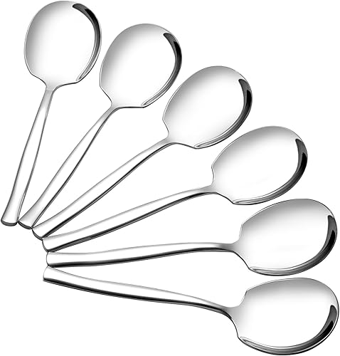 Minekkyes Juego de 6 cucharas de buffet, cucharas de acero inoxidable para servir bufé, cucharas grandes para servir
