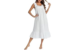 AVIIER White Cotton Nightgown: Comfort and Style in Sleepwear