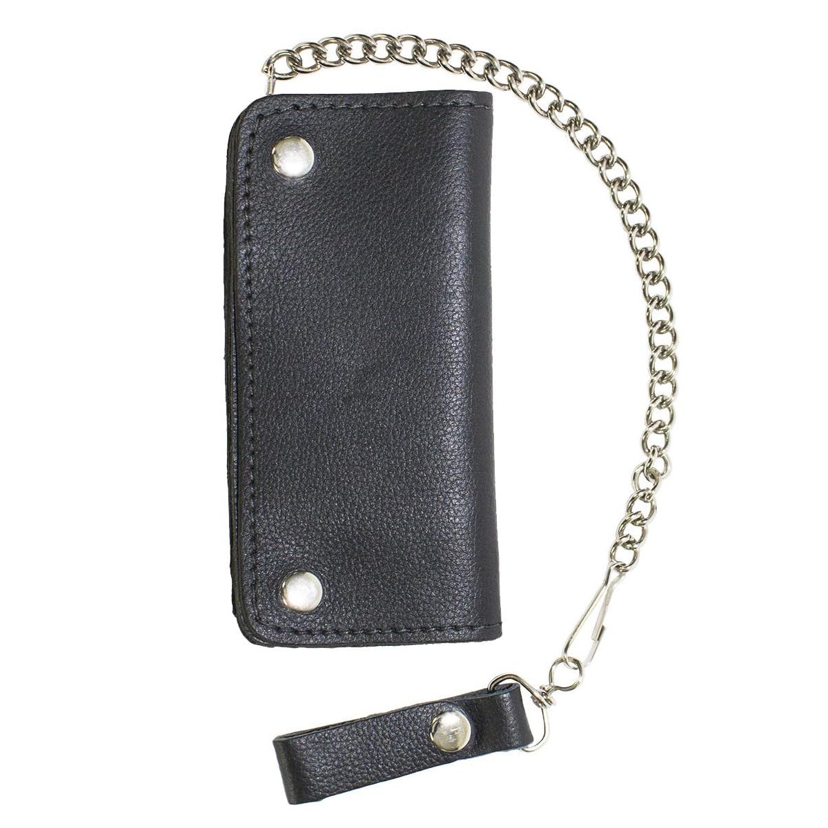 GARGOYLE BELLS Mens Wallet with Anti-Theft Chain Genuine Leather Black Biker Motorcycle Wallet Card Holder Trucker Wallet Coin Pocket