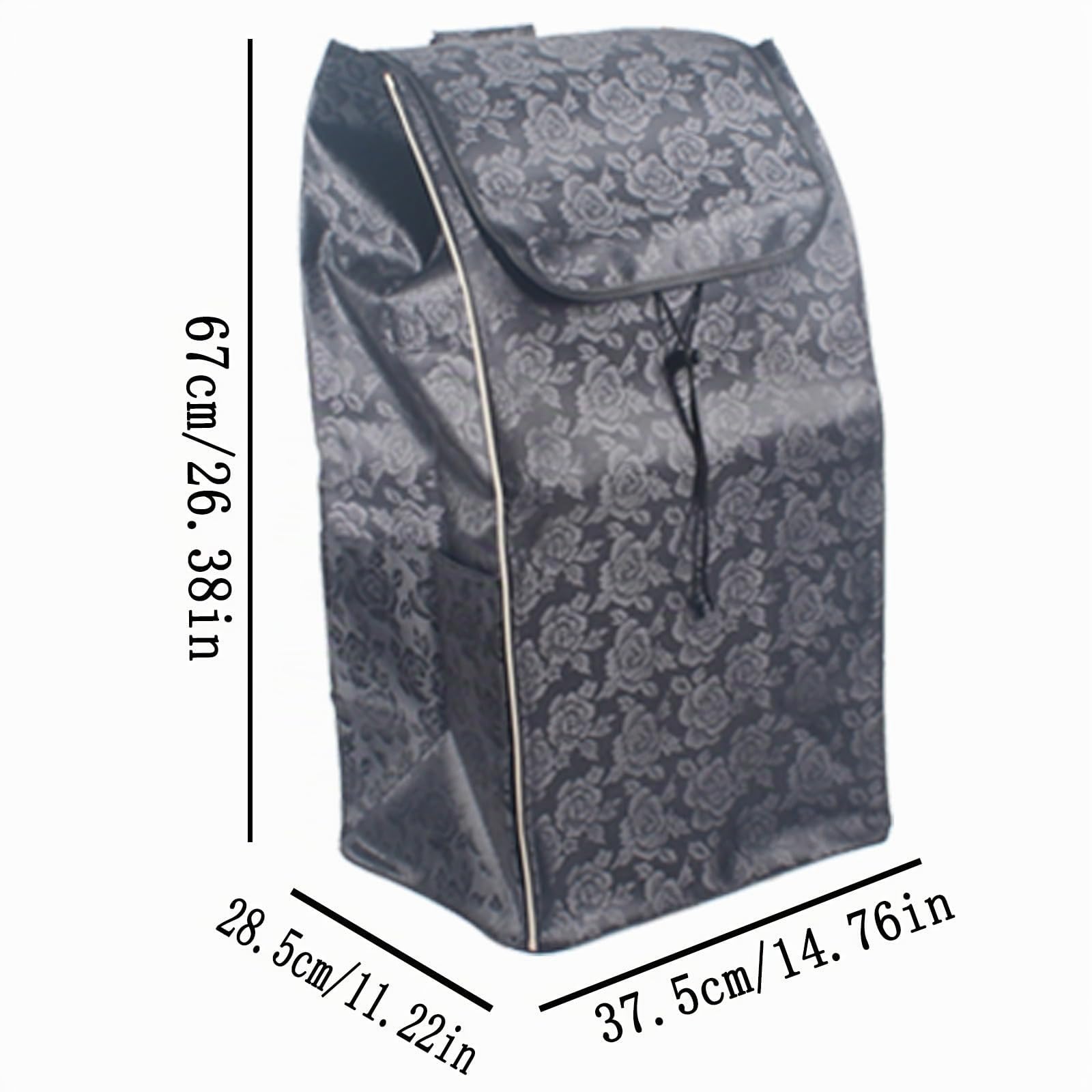 Bolsa de Repuesto para Carrito de Compras 72L, Bolsa Carro Compra, Tela Oxford Repelente al Agua con Bolsillo Lateral, 37.5x28.5x67 cm, Compatible con Carros Plegables