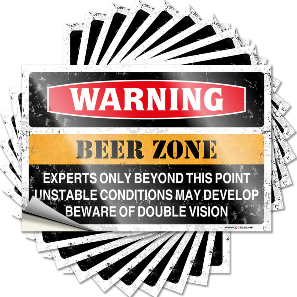 Decal Sports Peel and Stick - Warning Beer Zone Wall Coffee Waterproof Vinyl for Alcohol(6X9CM)