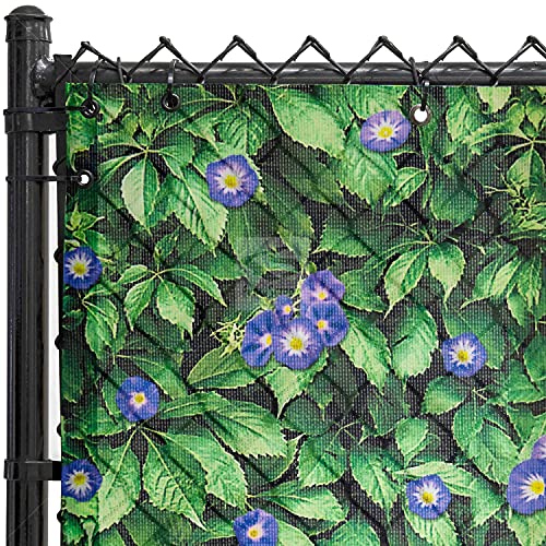 FenceScreen Morning Glory Purple Scenic Designer Fence Screen (6ft x