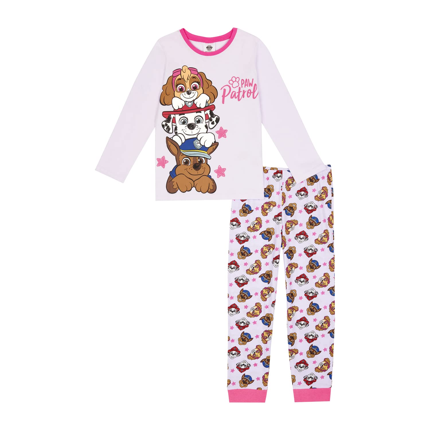 Paw Patrol Girls Pink Pyjamas Chase Marshall Skye Pjs Set Ages 18 Months To 7 Years Old (As8, Age, 6_Years, 7_Years)