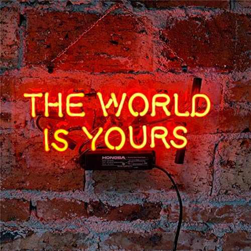 Neon Signs for Wall Decor The World is Yours Red Neon Sign Art Decorative Neon Lights for Bedroom, Kids Room,Girls, Beer Bar, Wedding, Party,Christmas Signs