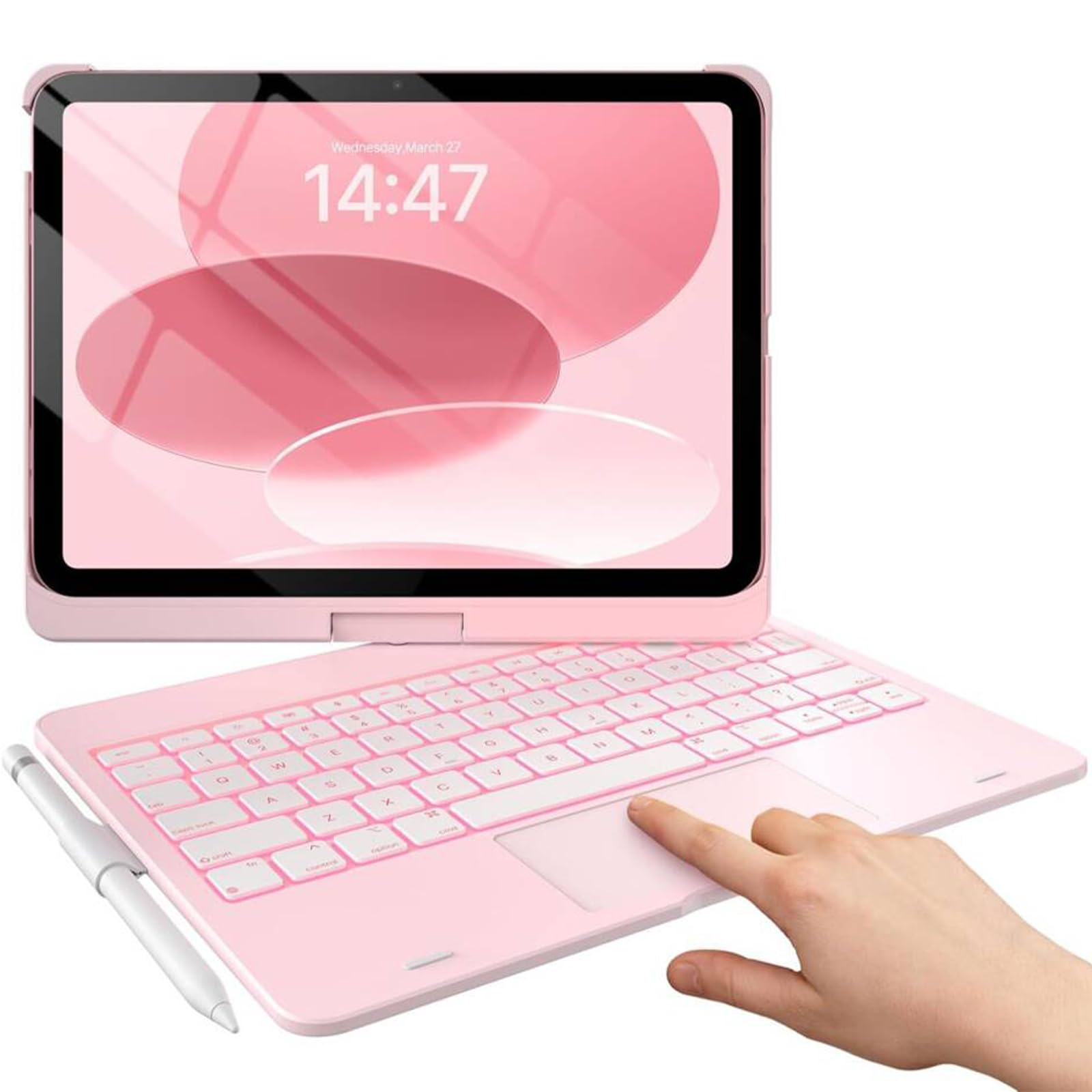 GAOJIE Funda con Teclado para iPad 11ª Generación A16 2025 y 10ª Generación 2022, Teclado Bluetooth Magnético Desmontable para iPad 10/11 Gen, QWERTY Español Ñ(Rosa)