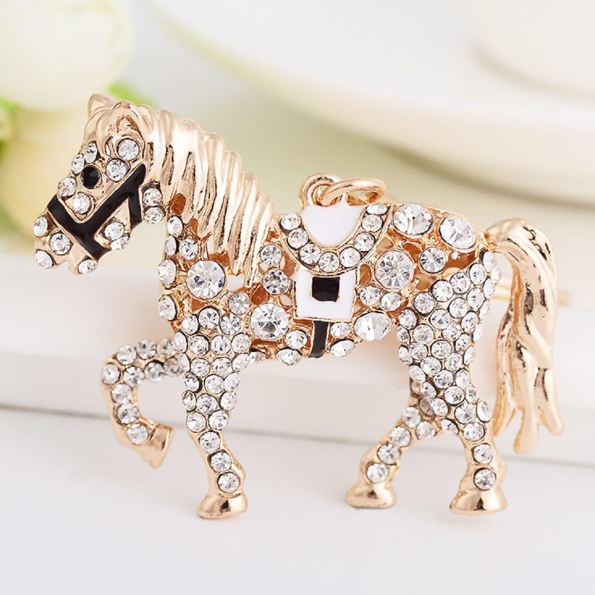 Gold Horse Keychain for Women, Ladies' Running Horse Keychain with Rhinestone Design, Cute Summer Key Ring, Punk Animal Keyring Accessory - Image 5