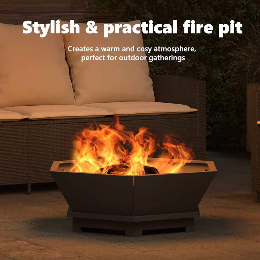 vidaXL Hoguera Negro 75 x 75 x 28 cm Acero, Jardín y terraza, fogata Moderna, Cocina al Aire Libre Duradera, Elegante asador portátil para el jardín