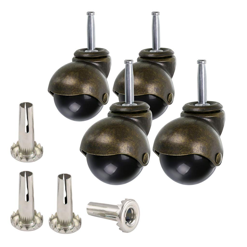 Monland Pack of 4 2 Inch Ball Post Stem with Bases, Vintage Antique Swivel Caster for MMBEL Sofa, Chair, Cupboard
