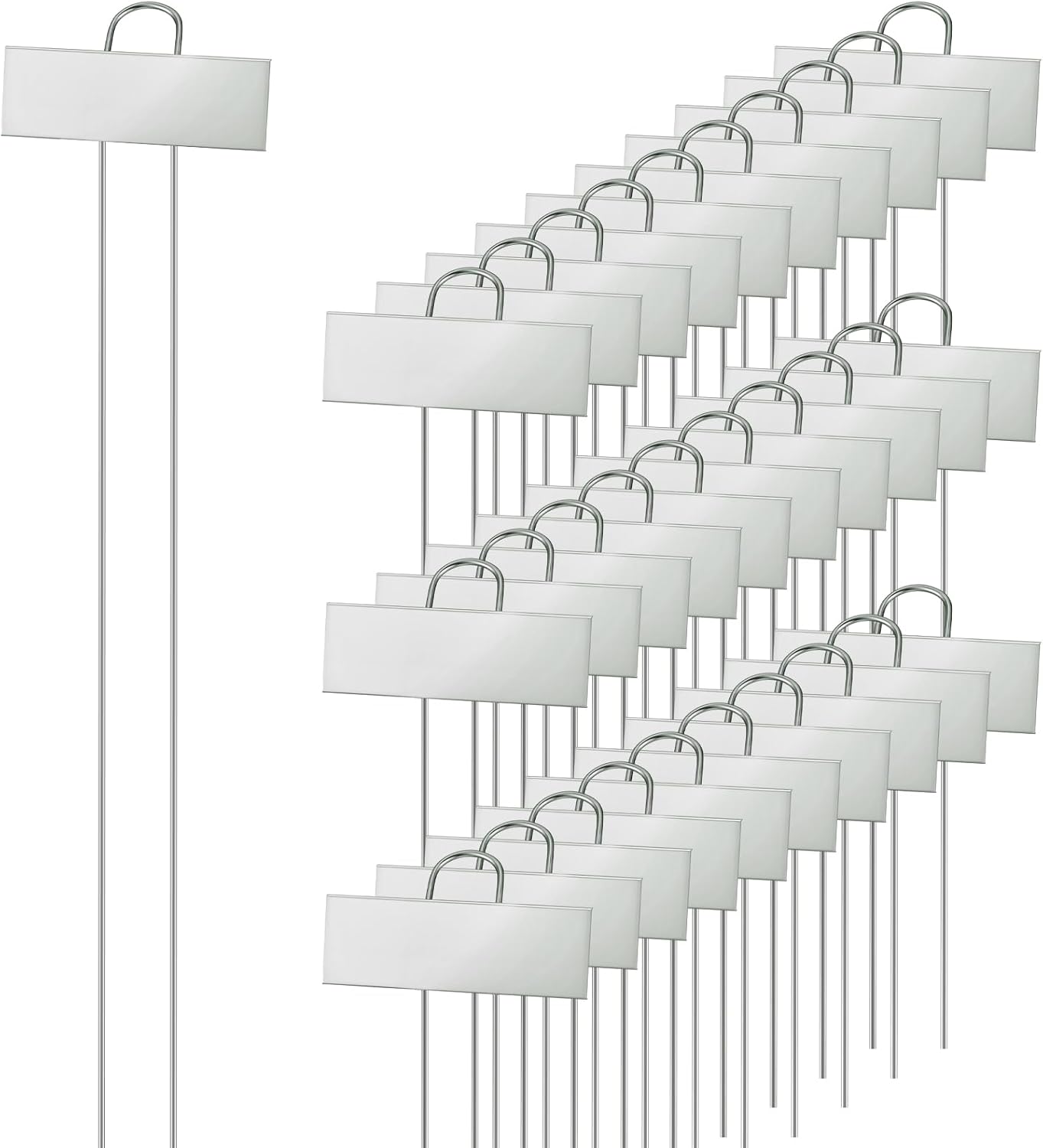 Duraaamo 30 Pcs Metal Large Plant Label Stakes 21" H Garden Labels Marker Sign Reusable Metal Name Stakes Plant Tags for Outdoor Garden Waterproof Seedlings Herbs Vegetable Greenhouse Sliver