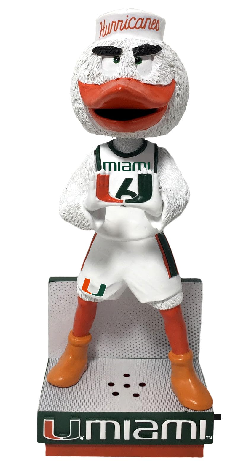 Sebastian The Ibis Miami Hurricanes Basketball White Jersey Bobblehead