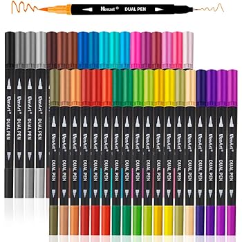 Amazon Com Dual Markers Brush Pen Colored Pen Fine Point Art Marker Brush Highlighter Pen For Adult Coloring Hand Lettering Writing Planner Art Supplier 36 Colors Pen Set Arts Crafts Sewing