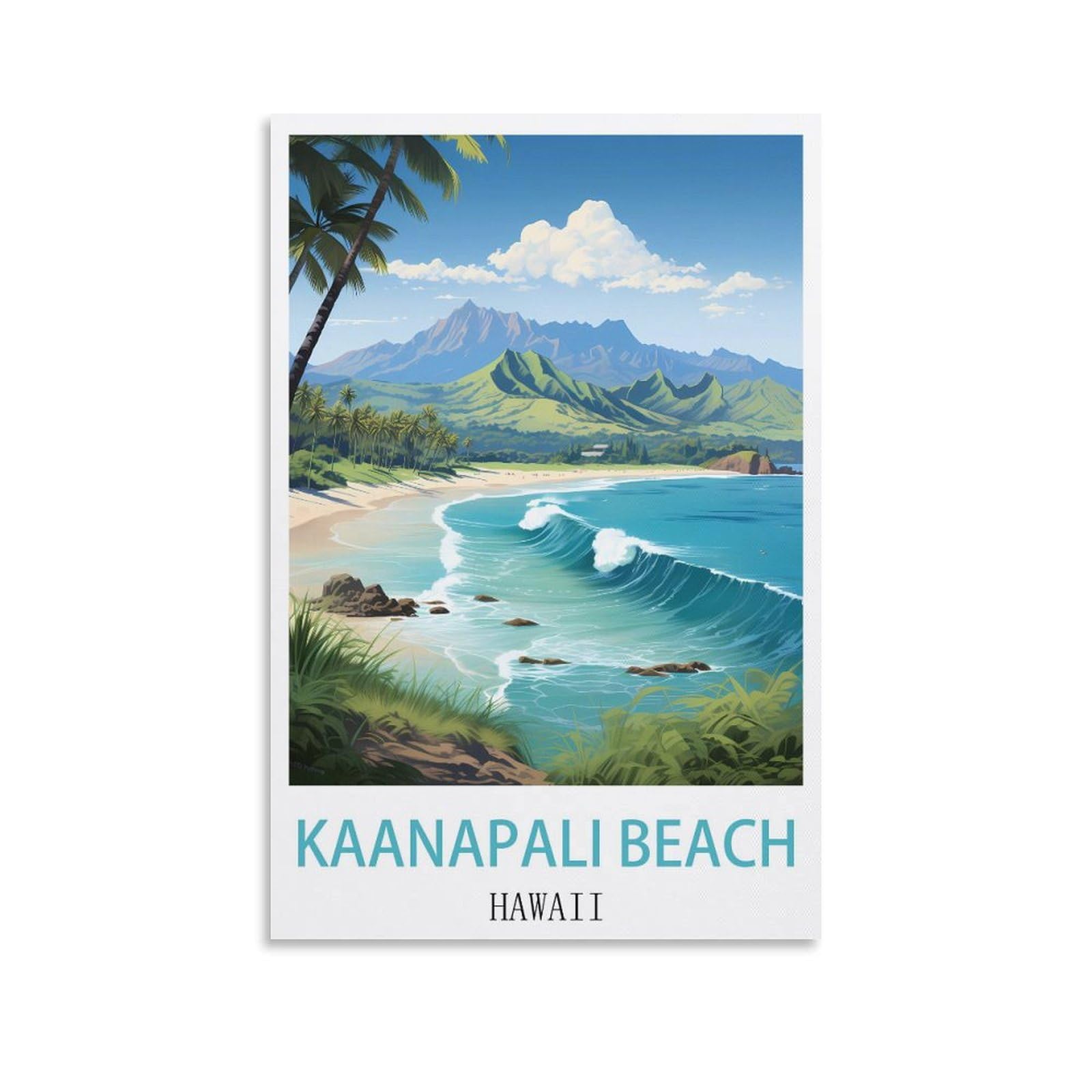 EZMLFA 5D DIY Diamond Painting Kit,Kaanapali Beach Hawaii Diamond Art Kits for Beginner,Gem Art Kits Round Drill for Home Wall Decor Gifts 40x50cm