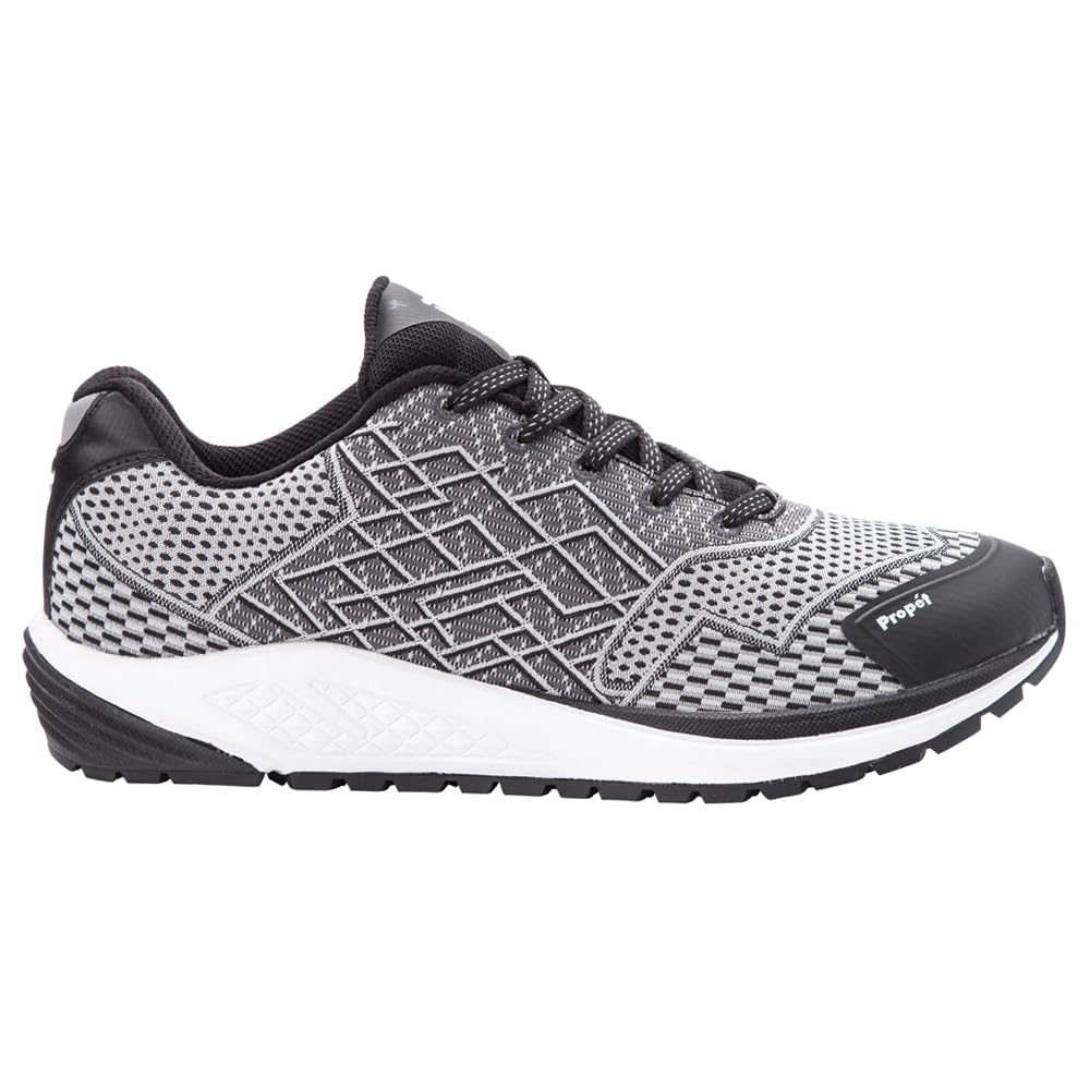 Propét Men One Running Shoe, Black/Silver, 8.5 5E US
