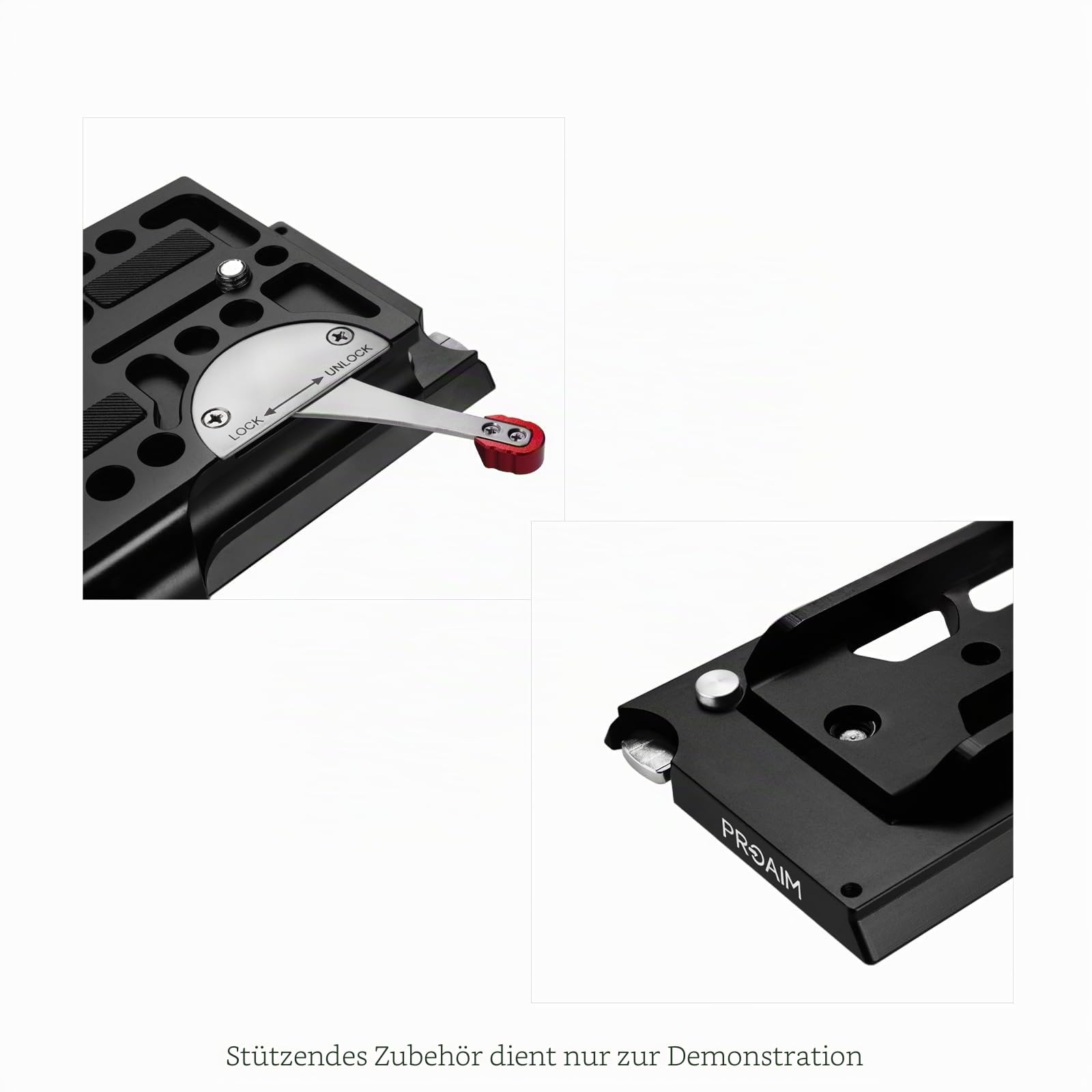 PROAIM 19–15mm Kamera-Basisplatte mit Dovetail-Platte & Schnellverschluss | CNC-Aluminiumgehäuse mit 1/4"-20- & 3/8"-16-Gewinden; für 15mm- und 19mm-Rohrsysteme, DSLR bis Cine-Kamera