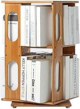 CCHAYE Estante de mesa para estante de mesa giratória de 360 graus, organizador de armazenamento de mesa para crianças, prateleira de exibição, organizador de mesa de materiais de escritório (Bambu), decoração de estante para estante, melhora