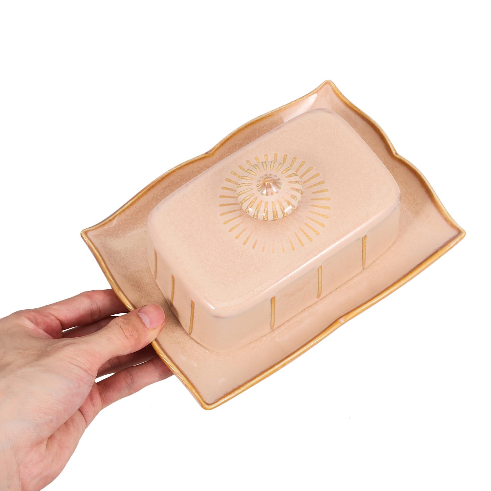 jojofuny Beurrier Céramique avec Couvercle Plat de Rangement pour Beurre et Fromage Beurrier de Cuisine Domestique