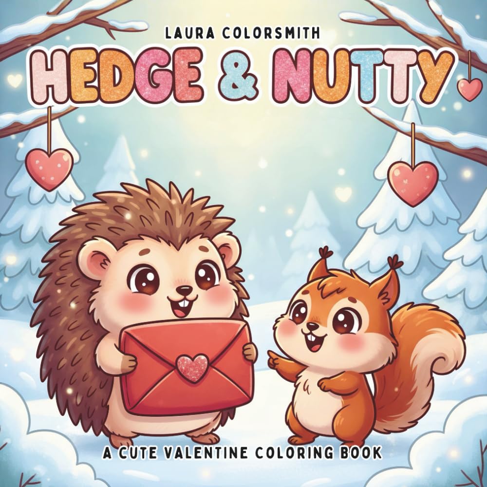 Hedge & Nutty - A Cute Valentine Coloring Book: Bold & Easy Valentine Designs with Adorable Hedgehogs and Playful Squirrels (Coloring book for Valentine)