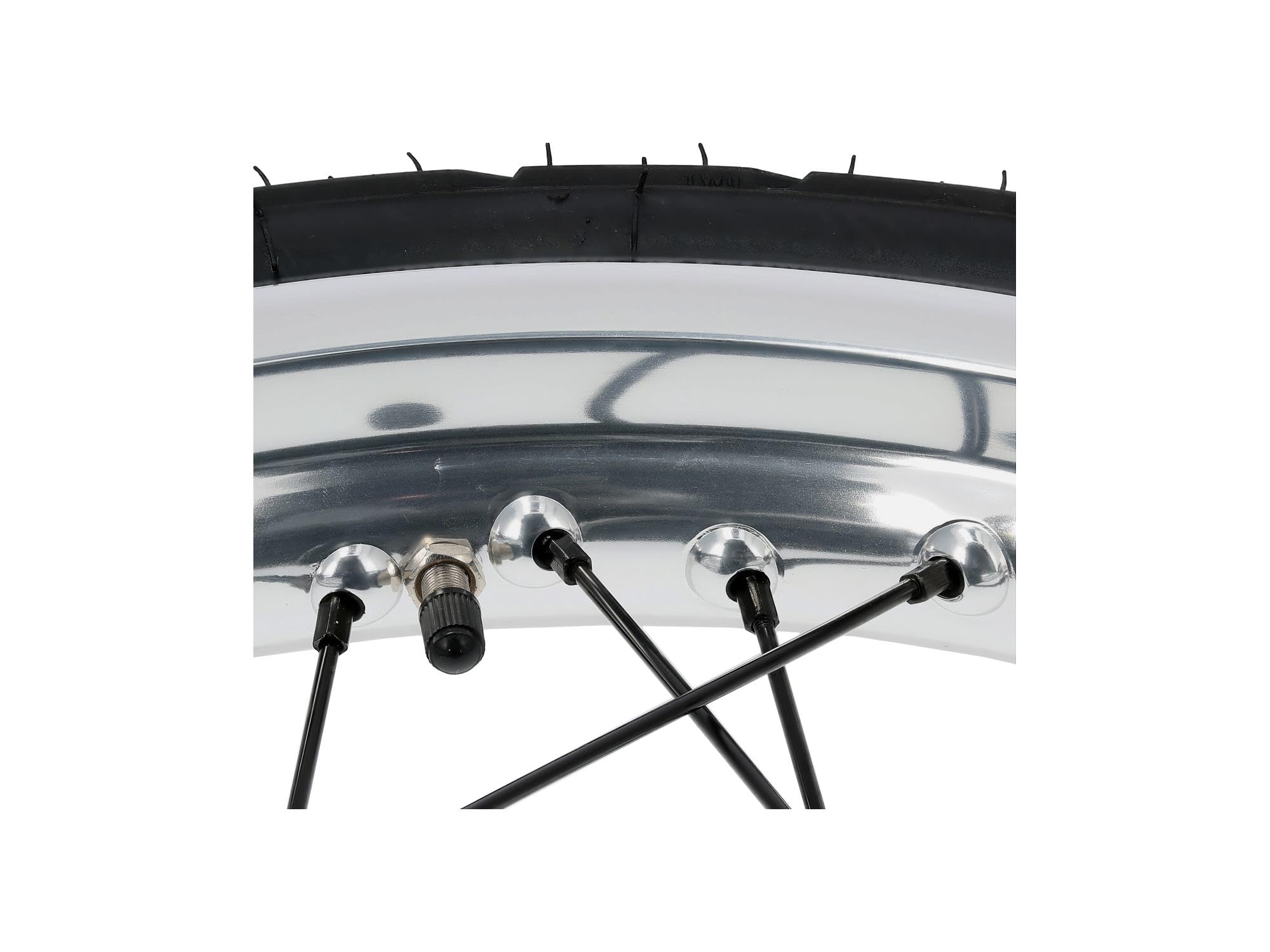 Tuning-Komplettrad hinten 2,5x16 Alufelge + Nabe und Speichen schwarz + Reifen 80/80 Heidenau K63