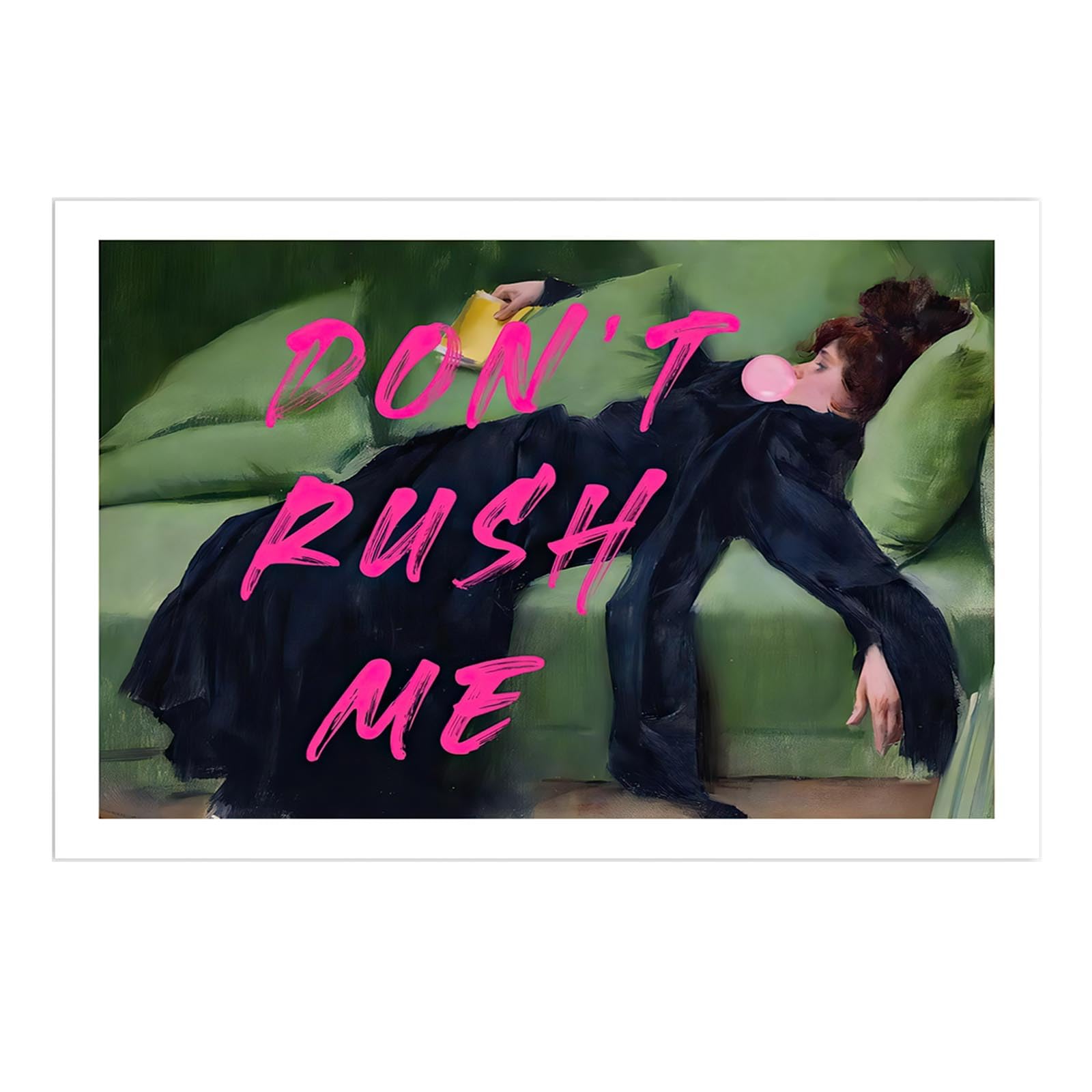 KYHLHS Vintage Girly Painting Wall Art, Trendy Don't Rush Me Picture Print, Decadent Young Woman After the Dance Poster, Trendy Aesthetic Moody Wall Decor for Bedroom Bathroom of Teen Girl Home