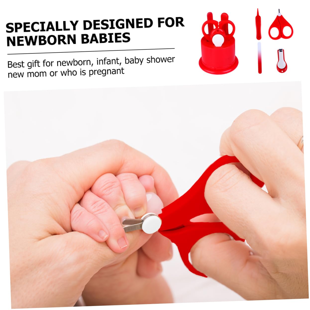 MERRYHAPY Infant Nail Care Kit Clipper Set (Nail Clippers Scissors File Tweezers) Pp Stainless Steel for Newborns Babies Boys and Girls