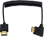 Duttek Mini HDMI à HDMI Câble enrouleur 1FT-4FT, HDMI à Mini HDMI Câble, ultra fin HDMI Hommes à Mini HDMI Support de câble enroulé mâle 4K Ultra HD, 1080p, 3D,pour Projecteur, moniteur, caméscope(HDMI 2.0)