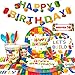Building Blocks Birthday Party Supplies-133pcs Building Blocks Party Tableware Set-Building Block Party Plates Napkins Tablecloth Banner etc Colorful Building Block Party Supplies for Kids Boys/Girls