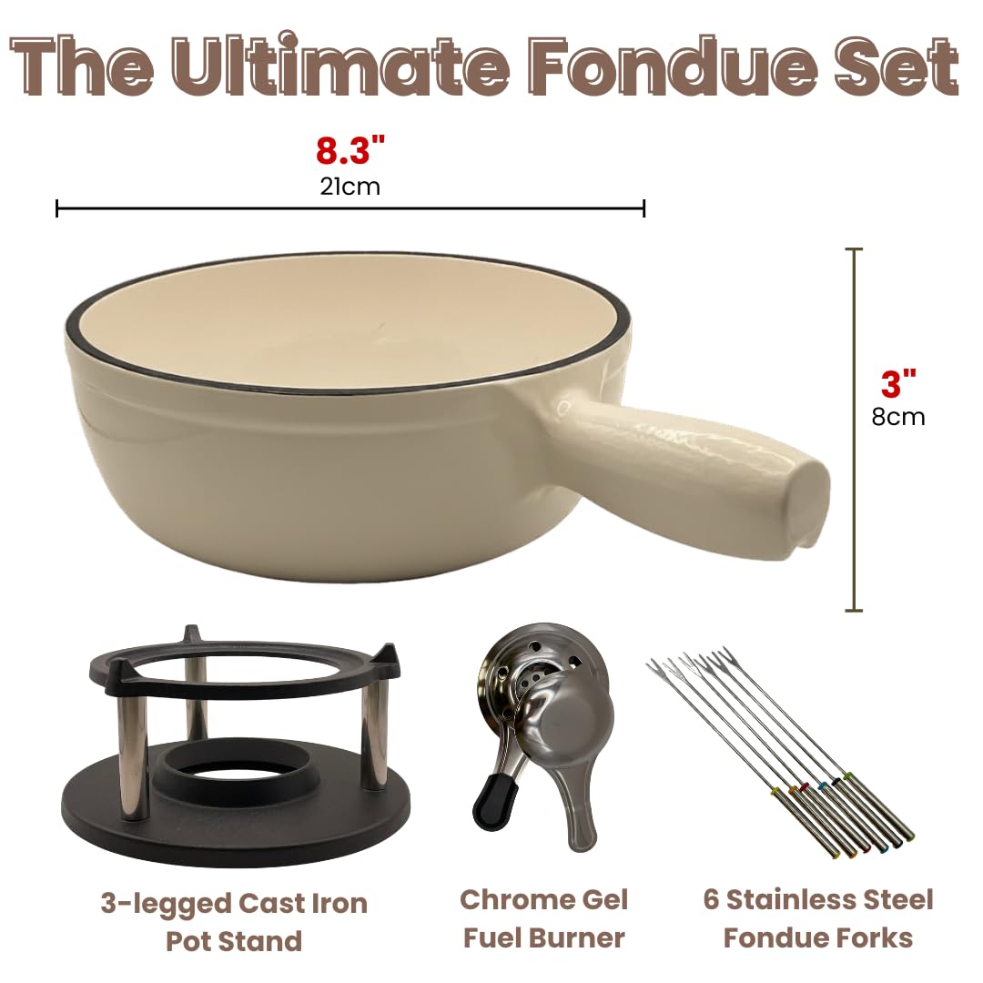 Gusseisen 9-teiliges 2L Fondue-Set mit Zubehör Fondue-Kit Schweizer Fondue-Käse Fleischöl Fonduetopf Fondue-Topf-Set, Käsefondue-Set, Schokoladenfonduetopf, Käse-Schmelztopf, Fonduetopf nicht