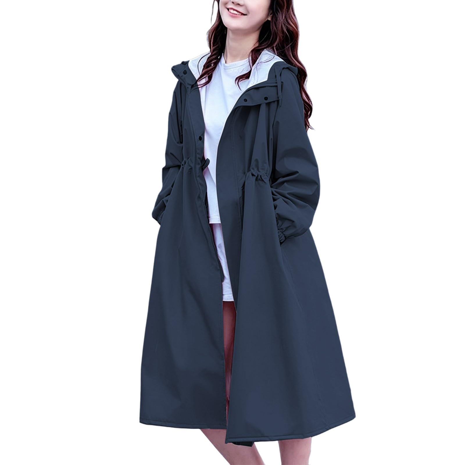 Generisch Poncho impermeabile da donna, leggero, sottile, tinta unita, per escursionismo, ciclismo, campeggio e viaggi
