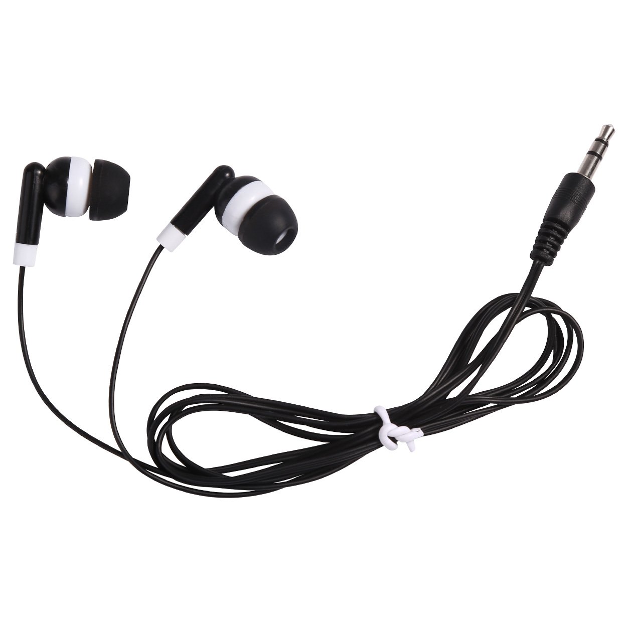 CN-Outlet Bulk Earbuds Headphones Individually Bagged 50 Pack For Iphone Android MP3 Player For Schools Libraries Hospitals - Black