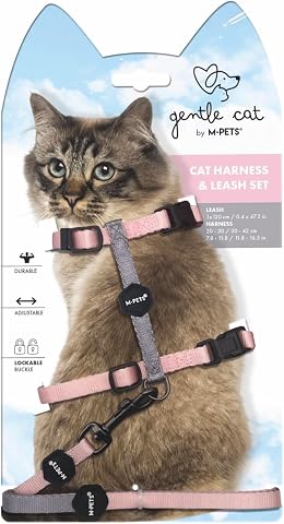 M-PETS GENTLE CAT GÖĞÜS TASMASI ve GEZDİRME SET PİNK | Dayanıklı Malzeme ve Kilitlenebilir Toka ile Üstün Konfor!