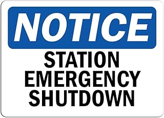 Notice - Station Emergency Shutdown Sign | Label Decal Sticker Retail Store Sign Sticks to Any Surface 8"