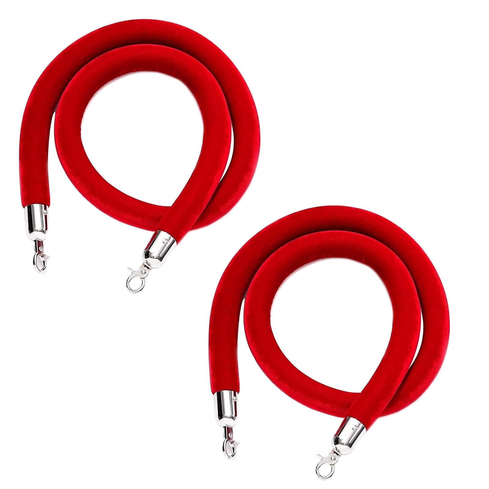 AUNANGLJSCS Rope barriers, Queue Barrier Rope, With Silver Hooks, For Carpet Events,3.2cm(Red,2.5M)
