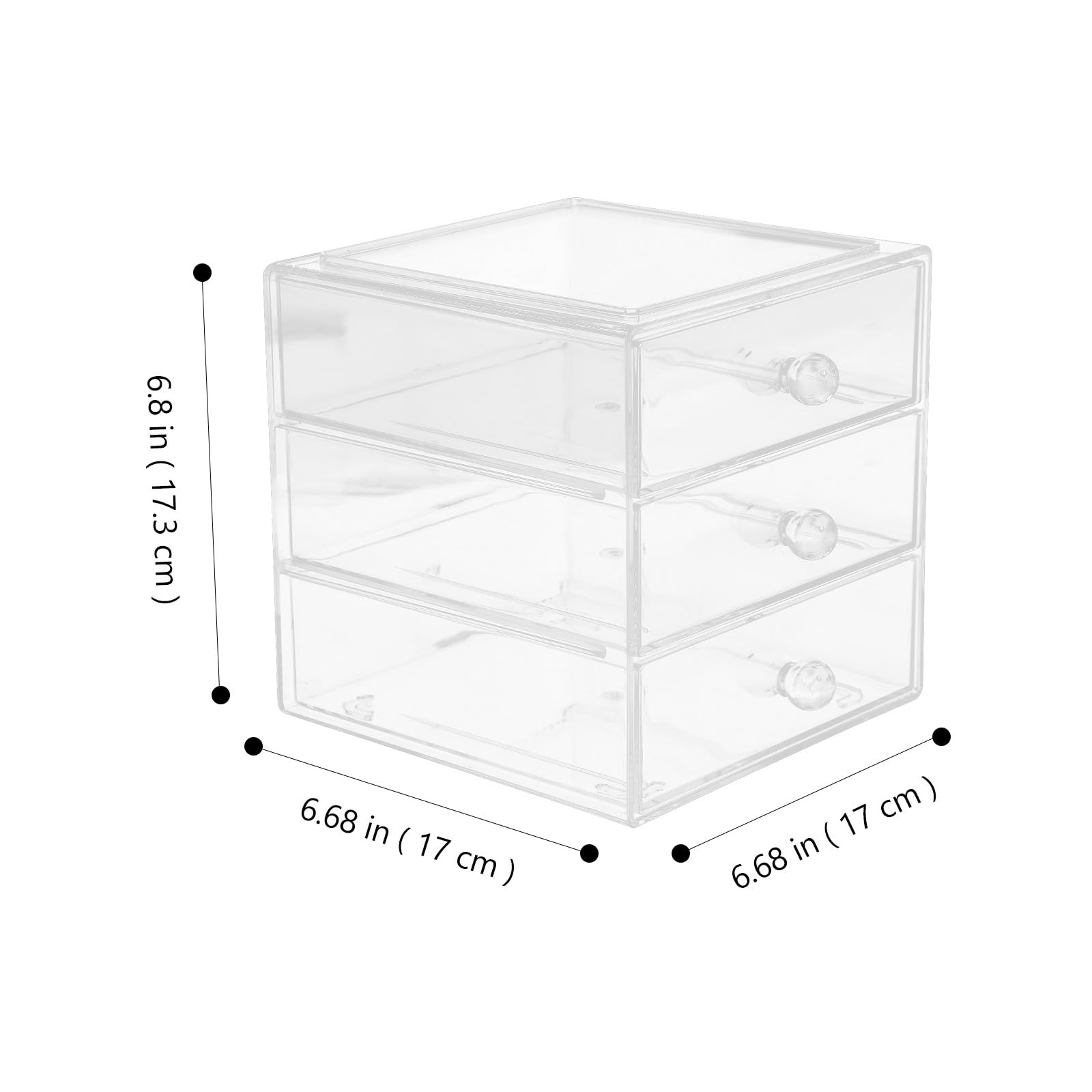 Caja de Cosméticos de Escritorio de Acrílico 3 Niveles con Cajones