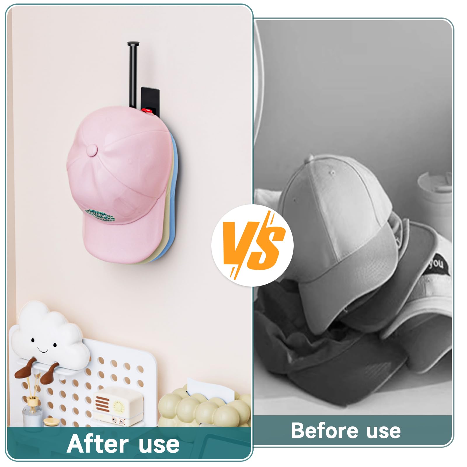 Porta Cappello Autoadesivo - 10 Pezzi, Senza Foratura, Organizer Da Parete, Per Cappelli, Sciarpe, Cuffie - Foto 6