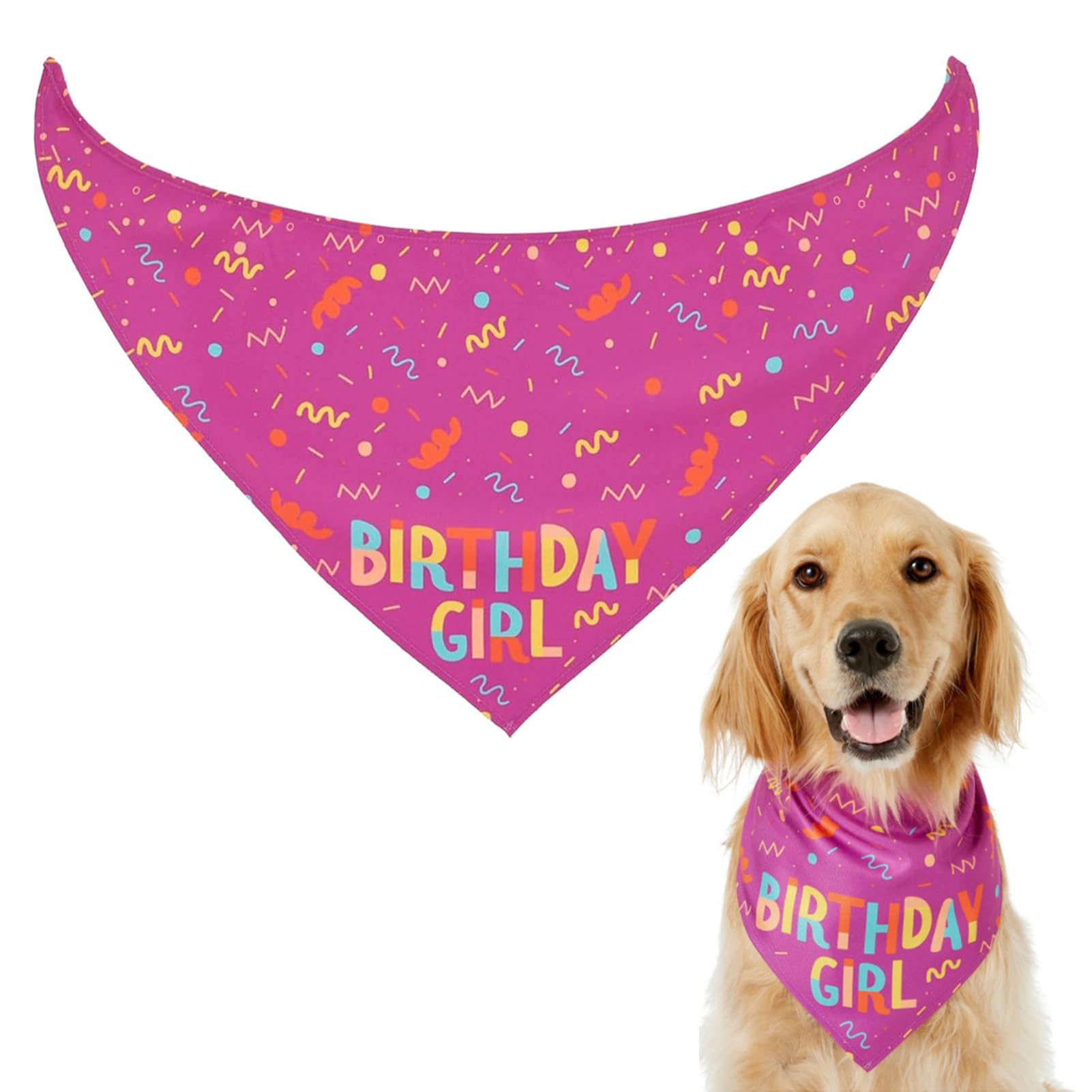 NPQ Pink Dog Birthday Bandana,Adjustable Pet Birthday Bandana for Samll Dog Cat Pig Ect Your Pet's Special Day for Small Pets Birthday Party Supplies