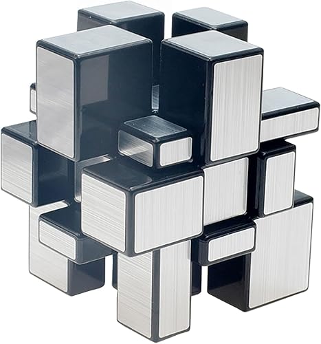 Miniatura 3 de Ahyuan - Juego de cubos de velocidad de espejo, paquete de 2 cubos mágicos, dismorfismo, 3 x 3 x 3 pulgadas, rueda dorada, cubo plateado, cubo de