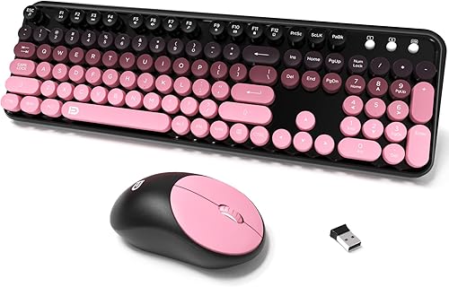 Miniatura 11 de Combo de teclado y mouse inalámbricos, teclado inalámbrico de tamaño completo de 2.4 GHz con teclas redondas para Windows, computadora, escritorio,