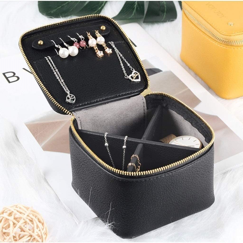 Organizer na Biżuterię Szkatułka na Biżuterię Travel Jewelry Organizer Kwadratowy Mały Futerał Do Przechowywania Biżuterii Ze Skóry PU Z Zamkiem Błyskawicznym Przenośny Do Naszyjnika Wisiorek Pierście