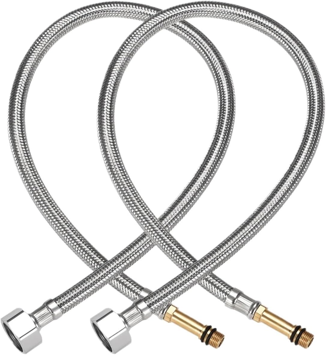 2 Pcs G1/2 Female 1/8NPT Male 304 Stainless Steel Braided Hose Hot And Cold Water Faucet Inlet Toilet Connection Pipe for Sink Faucet(150cm)