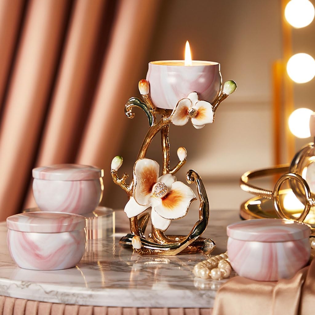 Portavelas Candelabro de aleación de Zinc, candelabro de orquídeas y Mariposas, candelabro de los Deseos Moderno, Adornos de decoración romántica for el hogar Portavelas