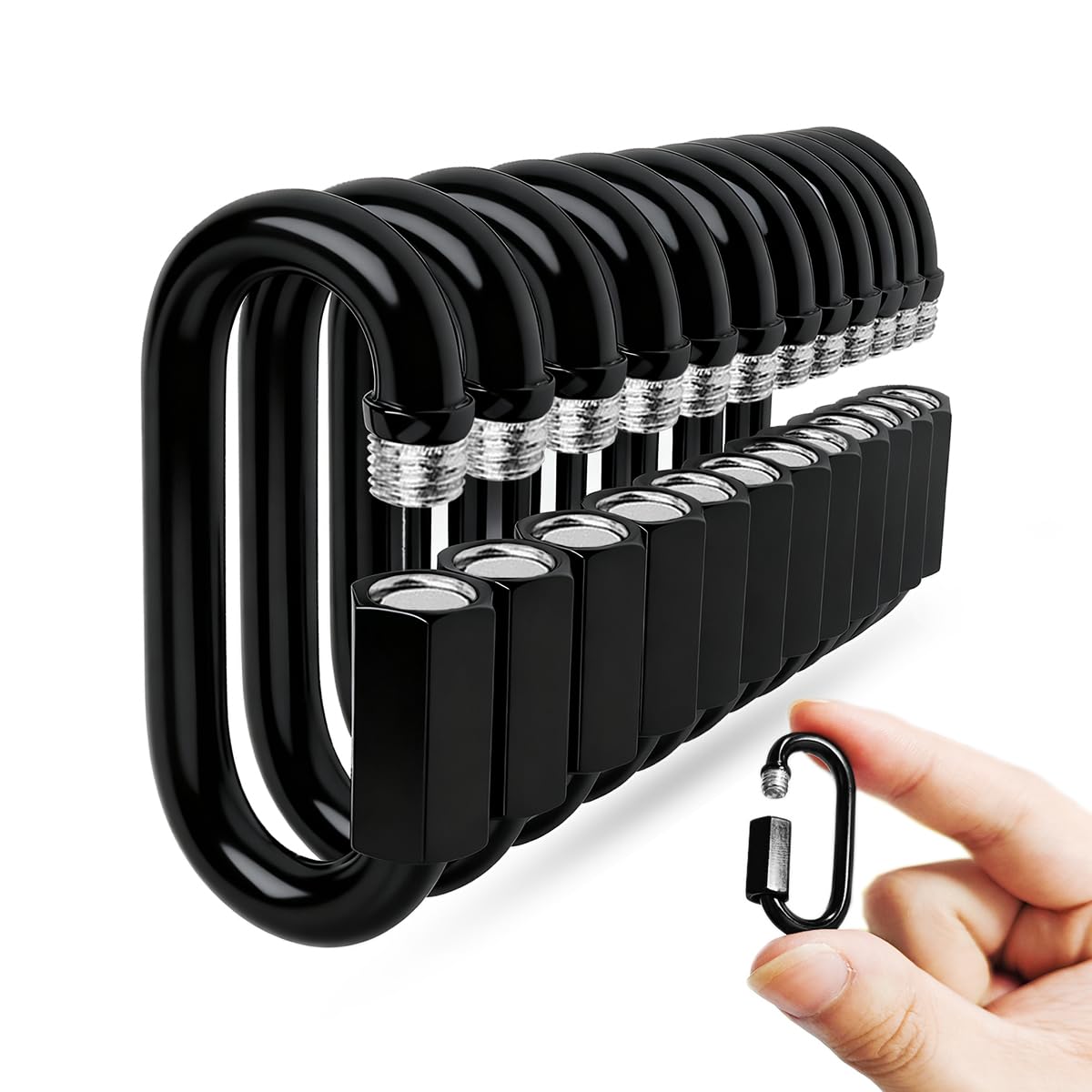 Quick Link - Ekunbuy Heavy Duty Black Chain Link Connector,Screw Lock Oval Clips Electrophoresis Anti-Rust Coating for Secure Outdoor & Indoor Use in Camping, Hammocks,Gym (M3.5(1.37in), Piece, 12)