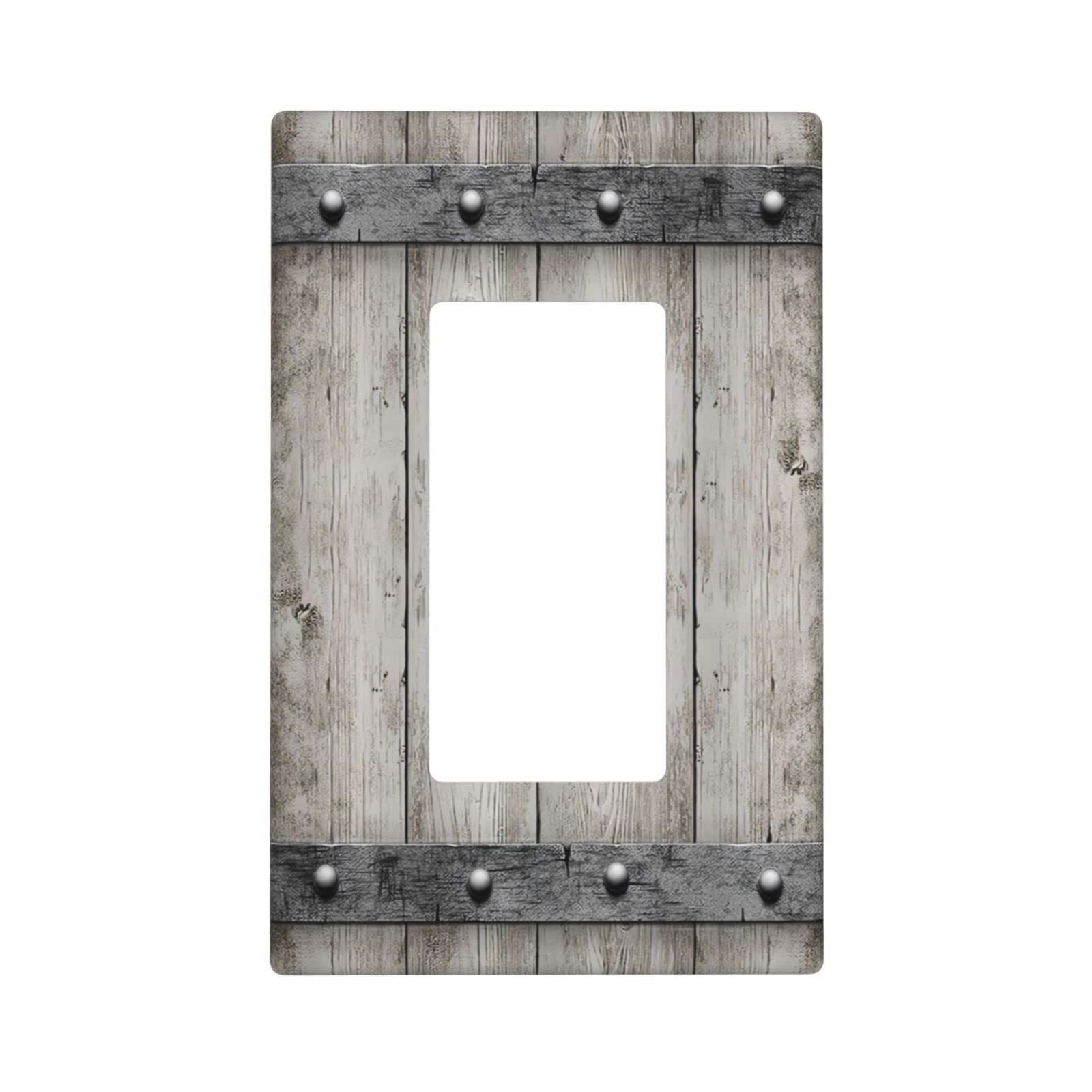 Rustic Grey Wood Print Single Rocker Light Switch Cover Decorative Gray ...