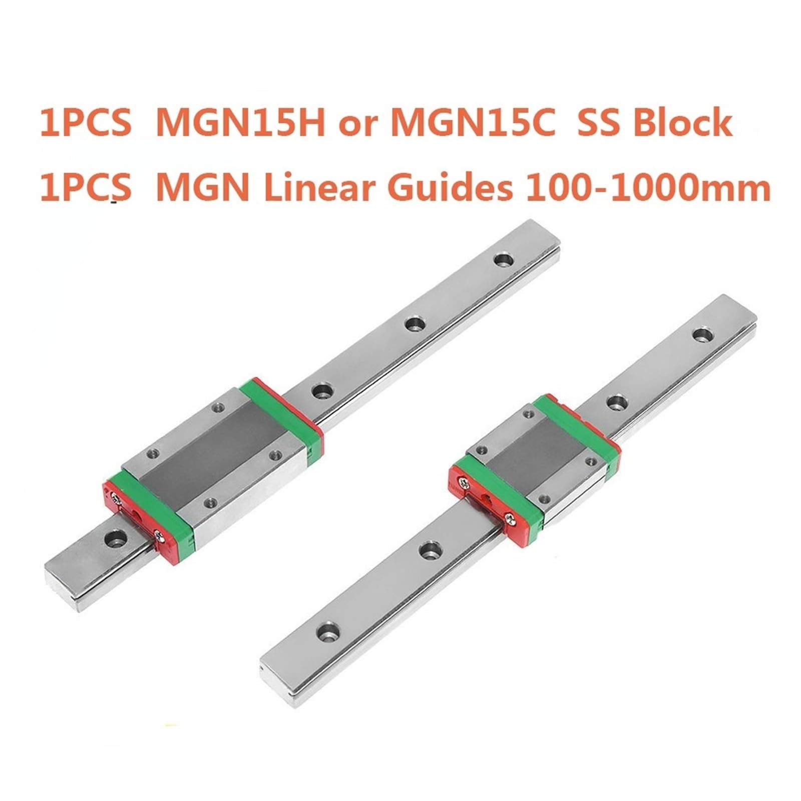 Rail Coulissant 1 pièces MGN15 Rail linéaire + MGN15H ou MGN15C bloc 15mm Guide linéaire 100-1000mm MGN15 Rail coulissant linéaire Bloc de Piste(MGN15H,300mm)